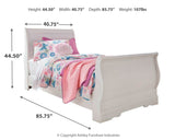 Anarasia Twin Sleigh Bed with Mirrored Dresser