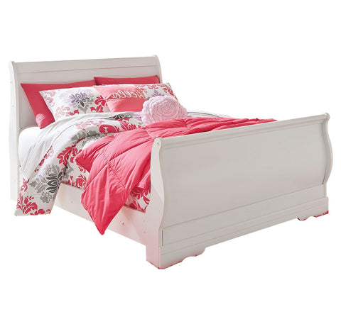 Anarasia Full Sleigh Bed with Mirrored Dresser, Chest and 2 Nightstands