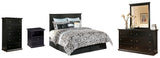 Maribel King/California King Panel Headboard Bed with Mirrored Dresser, Chest and Nightstand