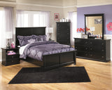 Maribel Full Panel Headboard Bed with Mirrored Dresser and Chest