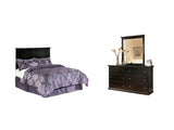 Maribel Full Panel Headboard Bed with Mirrored Dresser