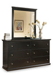 Maribel Twin Panel Headboard Bed with Mirrored Dresser, Chest and 2 Nightstands