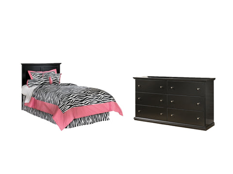 Maribel Twin Panel Headboard Bed with Dresser