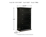 Maribel Full Panel Headboard Bed with Mirrored Dresser, Chest and 2 Nightstands