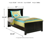 Maribel Twin Panel Bed with Mirrored Dresser and Chest