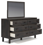 Toretto Queen Panel Bookcase Bed with Mirrored Dresser, Chest and 2 Nightstands