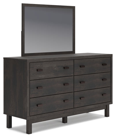 Toretto King Bookcase Headboard with Mirrored Dresser and Chest