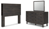 Toretto Queen Bookcase Headboard with Mirrored Dresser