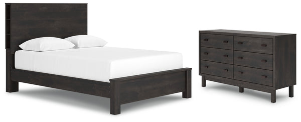 Toretto Queen Panel Bookcase Bed with Dresser