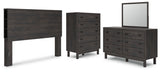 Toretto King Bookcase Headboard with Mirrored Dresser and Chest