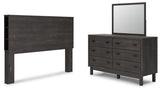 Toretto King Bookcase Headboard with Mirrored Dresser