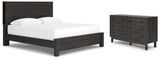 Toretto King Panel Bookcase Bed with Dresser