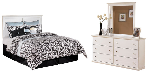 Bostwick Shoals Queen/Full Panel Headboard Bed with Mirrored Dresser