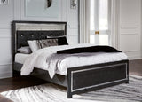 Kaydell Queen Upholstered Panel Bed with Mirrored Dresser