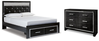 Kaydell Queen Upholstered Panel Storage Bed with Dresser