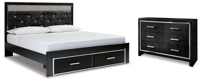 Kaydell King Upholstered Panel Storage Bed with Dresser