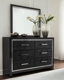 Kaydell King Upholstered Panel Bed with Mirrored Dresser, Chest and Nightstand