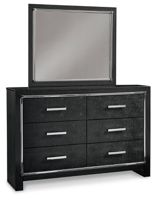 Kaydell Queen Upholstered Panel Storage Bed with Mirrored Dresser and Chest