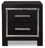 Kaydell Queen Upholstered Panel Headboard with Mirrored Dresser, Chest and Nightstand