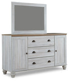 Haven Bay King Panel Storage Bed with Mirrored Dresser