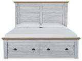 Haven Bay King Panel Storage Bed with Mirrored Dresser, Chest and Nightstand