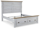 Haven Bay King Panel Storage Bed with Mirrored Dresser, Chest and Nightstand