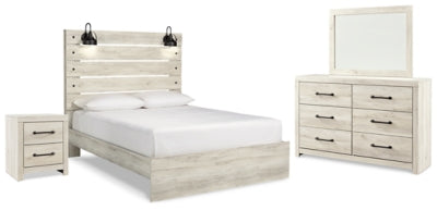 Cambeck Queen Panel Bed with Mirrored Dresser and Nightstand