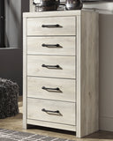 Cambeck King Upholstered Panel Bed with Mirrored Dresser, Chest and 2 Nightstands