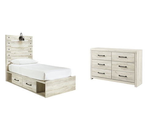 Cambeck Twin Panel Bed with 4 Storage Drawers with Dresser