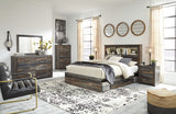 Drystan Queen Bookcase Bed with 2 Storage Drawers