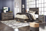 Drystan King Panel Bed with 4 Storage Drawers with Mirrored Dresser, Chest and Nightstand