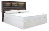 Drystan King/California King Bookcase Headboard Bed with Mirrored Dresser, Chest and 2 Nightstands