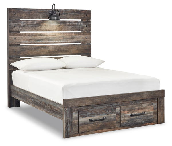 Drystan Full Panel Bed with 2 Storage Drawers