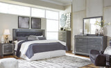 Lodanna King/California King Upholstered Panel Headboard Bed with Mirrored Dresser, Chest and 2 Nightstands