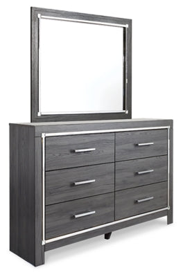 Lodanna Queen Panel Bed with 2 Storage Drawers with Mirrored Dresser and Nightstand