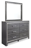 Lodanna King Panel Bed with 2 Storage Drawers with Mirrored Dresser and Nightstand