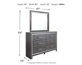 Lodanna King Panel Bed with 2 Storage Drawers with Mirrored Dresser