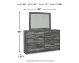 Baystorm Queen Panel Bed with 2 Storage Drawers with Mirrored Dresser and Nightstand