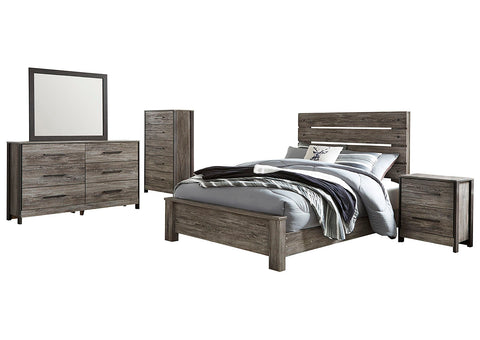 Cazenfeld Black/Gray Full Panel Bed and Dresser w/Mirror