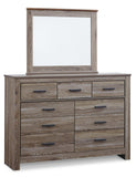 Zelen King/California King Panel Headboard Bed with Mirrored Dresser, Chest and 2 Nightstands