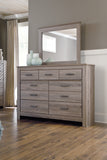 Zelen King/California King Panel Headboard Bed with Mirrored Dresser, Chest and 2 Nightstands