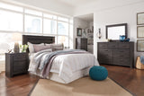 Brinxton King/California King Panel Headboard Bed with Mirrored Dresser and Chest