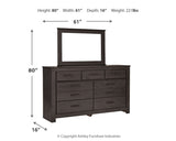 Brinxton Full Panel Headboard Bed with Mirrored Dresser, Chest and 2 Nightstands