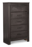 Brinxton Full Panel Headboard Bed with Mirrored Dresser, Chest and 2 Nightstands