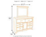 Juararo California King Poster Bed with Mirrored Dresser and Chest