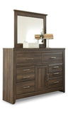 Juararo King/California King Panel Headboard Bed with Mirrored Dresser