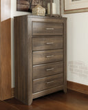 Juararo King/California King Panel Headboard Bed with Mirrored Dresser, Chest and 2 Nightstands