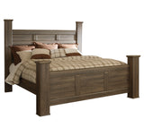 Juararo California King Poster Bed with Mirrored Dresser