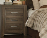 Juararo Queen Panel Headboard Bed with Mirrored Dresser, Chest and Nightstand