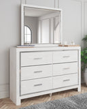 Altyra Queen Upholstered Storage Bed with Mirrored Dresser and Nightstand